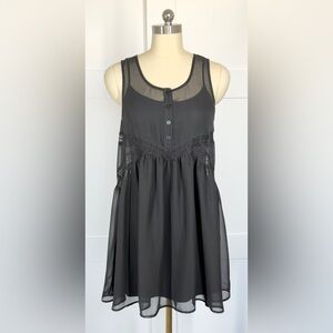 Express Black Sheer-Panel Mini Dress